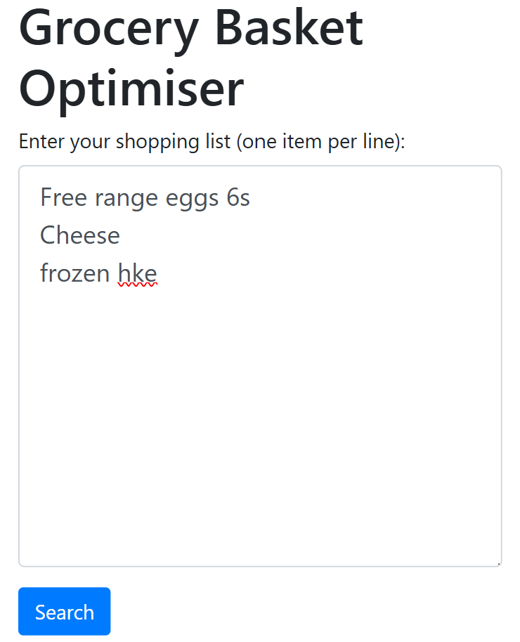 Enter shopping list